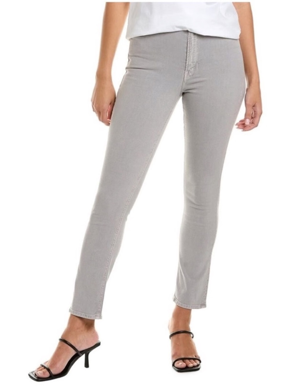 Mother The Dazzler Ankle Chalk It Up Gray Mid Rise Straight Jeans 27